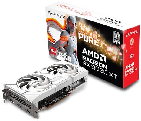 Sapphire 11350-02-20G Pure AMD Radeon™ RX 9060 XT Gaming OC Graphics Card with 16GB GDDR6, AMD RDNA 4