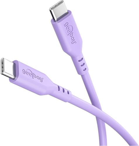 goobay USB C Ladekabel 1,5m mit 60W Power Delivery Schnellladefunktion, robustes & flexibles Kabel aus Silikon in Lila für iPhone 16, Galaxy S25, Pixel 9, Tablets & Laptops, Silikonkabel - 77745