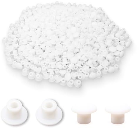 600 Pièces Cache Trou Meuble Blanc Bouchons à Vis en Plastique pour Trou de 5 mm, Couvre Vis Rond 8x8 mm, Cache Perçage Décoratif pour Meubles, Armoires, Bureaux, Étagères - Lot Grandes Quantités
