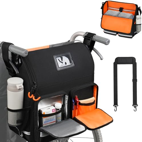 Wheelchair Bags to Hang on Back,Wheelchair Backpack Bag,Wheelchair Accessories Pouch Storage Bag with Thermal Insulation Pocket for Adults & Senior,Bags Only(14 x 6 x 14.5 inch)