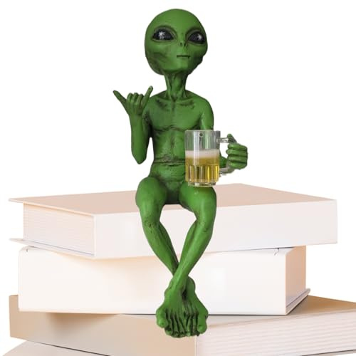 Wiboie Alien-Statue, Biertrink-Skulptur, Kunstharz, Sammlerstücke, lustige Schreibtisch-Dekoration für Erwachsene, Schreibtisch, Schlafzimmer, Garten, Outdoor-