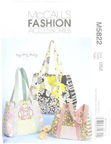 McCall's Patterns M5822 one Size Only Tote Bag in 3 Sizes, Pack of 1, White