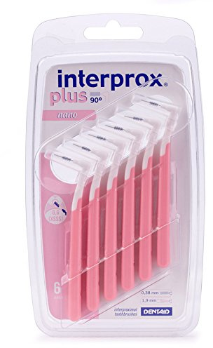 Interprox Plus 0.38mm Nano Interdental Brushes Pink (Pack of 24) | 0.38mm Nano, Angled Brush Head, Pink, 24 Brushes, Interdental Brushes