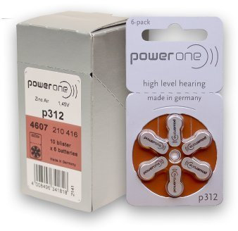 PowerOne Size 312 Hearing Aid Batteries (120) by Hearing Aid Battery Club