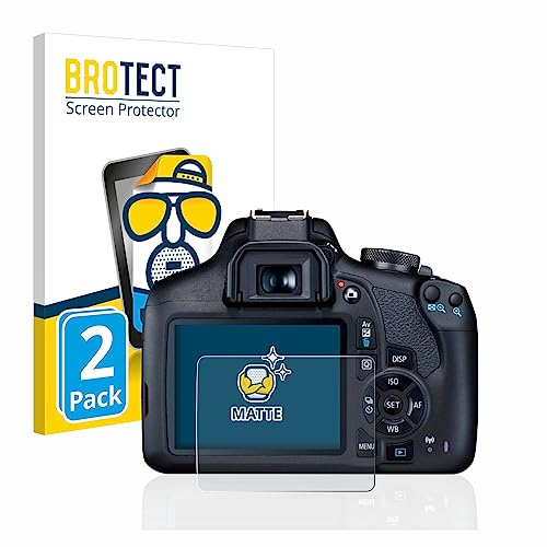 BROTECT Schutzfolie für Canon EOS 2000D | 2 Stück Entspiegelnder Displayschutz Made in Germany Matte Displayschutz-Folie Anti-Reflex Anti-Fingerprint Einfache Montage