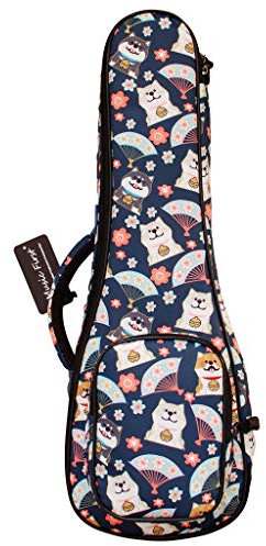 MUSIC FIRST Cute Cartoon 'Shiba Inu and Sakura' Ukulele-Koffer, Original-Design (passend für 66 - 68,6 cm Tenor-Ukulele, blau)