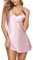 Vlazom Chemise Nuisette de Nuit Femme Satin Sexy Bretelles Reglables Robe de Nuit,Rose-courte Style,S