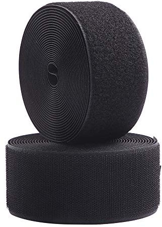 Sew on Hook and Loop Style 3 Inch Non-Adhesive Back Nylon Strips Fabric Fastener Non-Adhesive Interlocking Tape Black,5 Yard
