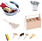 Miniatur Puppenhaus Gartengeräte Miniaturgarten Zubehör Miniatur Garten Deko Mop Eimer Wanne mit Waschbrett und Handtuch Toolbox für 1/12 Puppenhaus