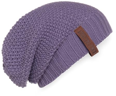 KNIT FACTORY - Coco Mütze - Strickmütze für Damen und Herren - Slouch Beanie - Wintermütze mit Wolle - Hochwertige Qualität - Violett