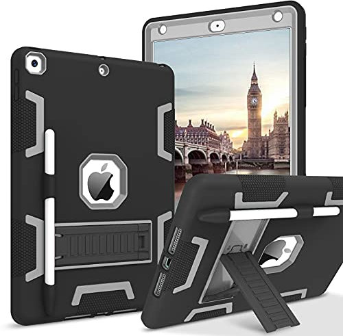 BENTOBEN Schutzhülle für iPad 8. Generation, iPad 7. Generation, iPad 10.2 2020/2019 Hülle, 3-in-1 strapazierfähige, robuste, mit Stifthalter, Blau/Grau