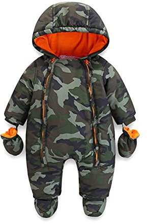 Baby Strampler Strampelanzug mit Kapuze Schneeanzüge mit Handschuhen und Füßlinge, für Kleinkinder Fleece Baumwolle Strampler für Kleinkinder, Jungen Mädchen Warm Overall Winterjacke 6-9 Monate
