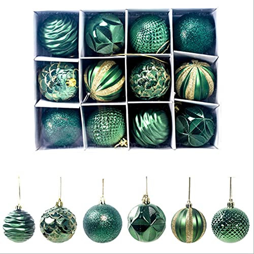 Christmas Baubles,12Pcs Christmas Tree Balls Decoration for Xmas Hanging Seasonal Decorations Festival Holiday Decor (green)