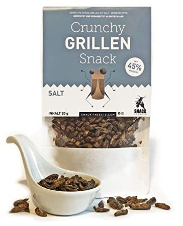 Crunchy Grillen 'Salt' - 20g Insekten Snack zum Sofortverzehr oder als Kochzutat - Insektensnack von 'SNACK insects'