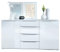 Sideboard Linio V1, Anrichte mit 2 Türen und 4 Schubladen, Weiß matt/Weiß Hochglanz (138,5 x 75,5 x 35 cm)