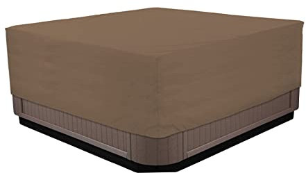 AMGJ Telo Copri Quadrato per Spa, Copertura per Vasca Idromassaggio da Giardino in Tessuto Oxford 210D Impermeabile Resistente ai Raggi UV,caffè,220 * 220 * 85cm