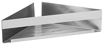 WENKO Turbo-Loc Eckablage Genova Matt, Bad-Ablage aus mattem, hochwertigem Edelstahl zum Befestigen ohne Bohren mit Klebepad-System, dekorative Aufbewahrung von Pflegeprodukten, 36 x 8 x 17 cm