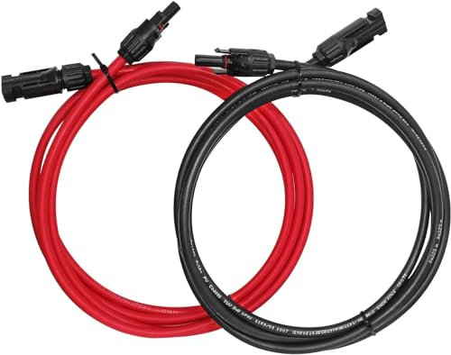 QILUCKY Solarkabel Profi-Verbindungskabel Verlängerungskabel 6mm²/4mm² inkl. montierter beidseitig Solarstecker, rote und Schwarze Linien (4mm² -12AWG 2M)