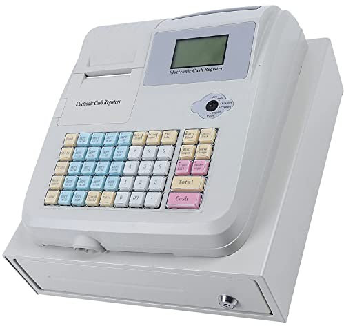 HNCXHX Registrierkassen Englische Version mit Schublade, 48 Tasten Elektronische Registrierkasse für kleine Unternehmen, Einzelhändler, Supermärkte, Convenience Stores