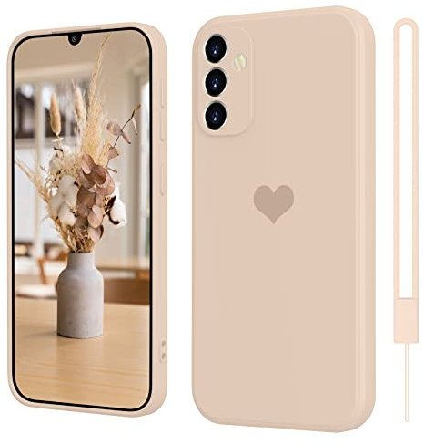 SupVict Samsung Galaxy A34 5G Hülle Silikon Case mit Herz, Hanyhülle Samsung Galaxy A34 5G Dünn mit Microfiber, Kratzfeste Rundumschutz Case Stoßfest Slim Hülle für Samsung Galaxy A34 5G 6.6'' Khaki