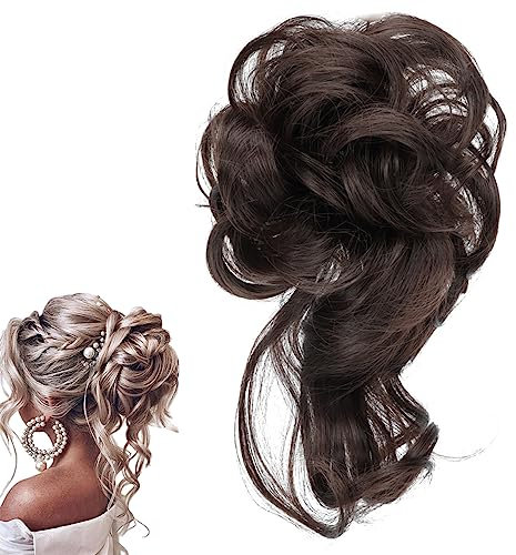 prinfantasy Hair Extensions Haarteil Haargummi Hochsteckfrisuren Brautfrisuren Gewellter Unordentlicher Dutt Scrunchie synthetische, FQ005