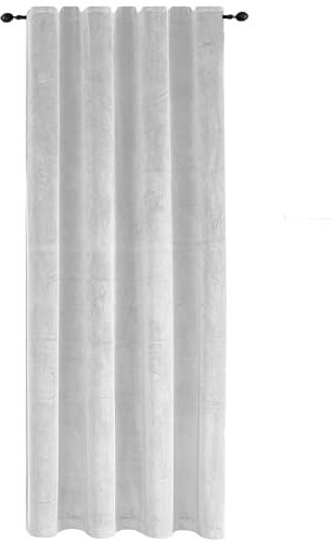 Haus und Deko Vorhang Weiß Kräuselband Verdunkelung 140x245 cm Samt weich Blickdicht Gardine Thermogardine