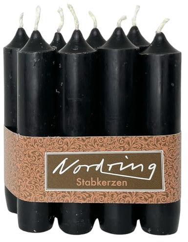 Nordring 8 Stück Stabkerzen schwarz 2,2 x 11 cm hoch