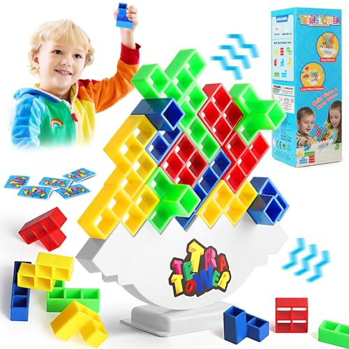 LWMTT Tetra Tower Spiel, Tetris Balance Spielzeug Tower Game,Tetris Balance Spielzeug Tower Game,Kreatives Stapelspiel Spielzeug, Geschenke für Jungen Mädchen ab 5 6 7 8 (48pcs)