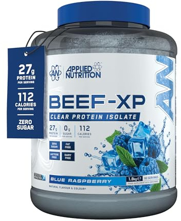 Applied Nutrition Beef-XP Clear Beef Protein Isolate - Blue Raspberry | 27g Protein per Serving, Hydrolysed Beef Protein Isolate, Dairy & Lactose Free, Zero Sugar, Low Fat - (1.8kg - 60 Servings)