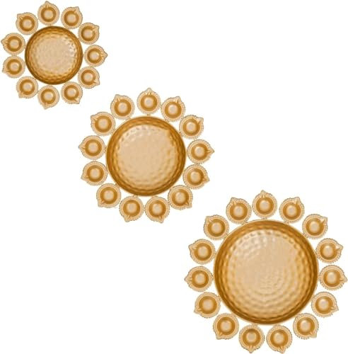 INDACORIFY Set of 3 Flower Shape Diya Decorative Urli Bowl for Home Handicrafts Bowl for Floating Flowers and Tea Light Candles Diwali Decoration Items for Home Decor