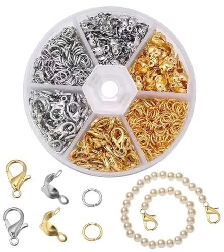 Bracelet Clasps,Lobster Claw Clasps Jump with Rings Closures Clasps,Jewellery Clasps Set,Bracelet Clasp and Closures with Plastic Case,Keyrings Split Clips for Necklace Bracelet Ankle Making