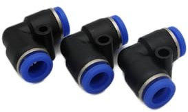 IQS Lot de 3 raccords pneumatiques coudés à 90° 8 mm - Raccord de tuyau d'air comprimé
