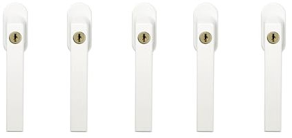 ABUS Abschließbarer Fenstergriff FG210 AB210 - Fensterknauf mit Druckzylinder, gleichschließend - ABUS-Sicherheitslevel 3-41192 - Weiß - 5er Set