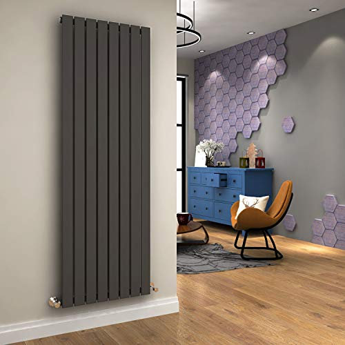 ELEGANT Vertical Radiator Anthracite Flat Panel Single Panel 1800x608mm Modern Central Heating for Kitchen Living Room Entrance