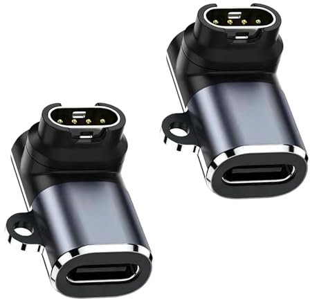 2PC USB C to Gar-min Watch Charger Adapter, 90 Degree Right Angle SmartWatch Charger Connector for Garmin Fenix 7 7S 7X 6 6S 6X 5S 5X, Forerunner 945 45 45S 245 Music, and More