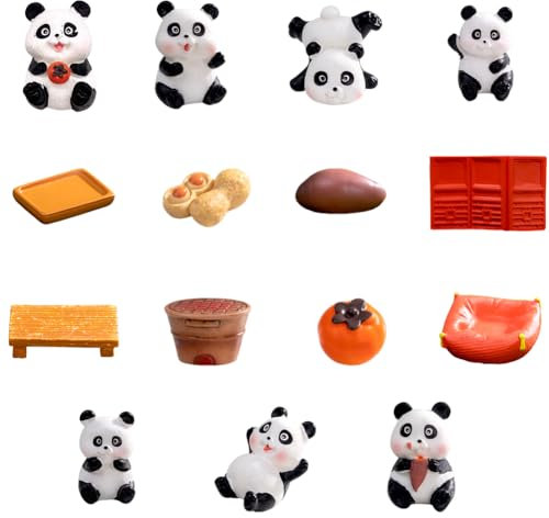 Panda Figuren,12 stuck Panda Figuren Set Niedliche Kuchen Topper Mini Dekoration Handwerk Kuchendekoration für Kinder Party Deko