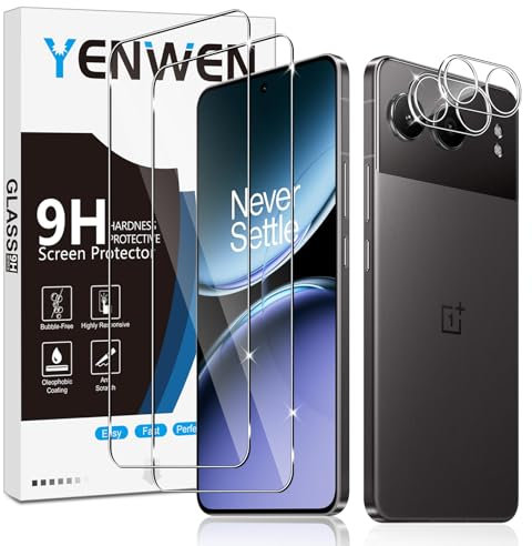 Yenwen Schutzfolie für OnePlus Nord 4 für Panzerglas, 2 Stück Panzer Schutz Glas mit 2 Stück Kameraschutz, 9H Härte Schutzglas Anti-Kratzer Glas Handy Folie HD Klar Displayschutz