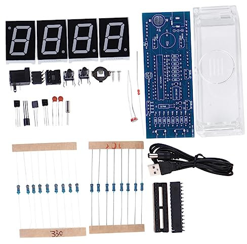 ULDIGI 1 Satz Uhr mit Mikrochip LED-Kit DIY Uhrwerk Digitaluhren kleine Digitaluhr scm führte Digitaluhrteile Single-Chip-Mikrocomputer-Uhr SCM LED-Digitaluhr unmontierte SCM-Uhr Weiß
