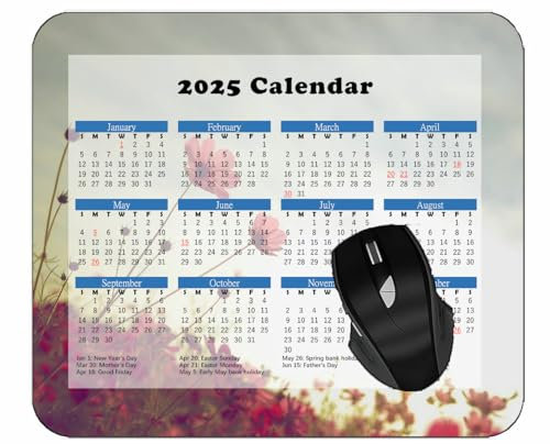 YENDOSTEEN 2025 Mouse pad Calendar with Holidays,Cosmos Flower Bloom Mouse Mat for Office Computers Laptop Men Women