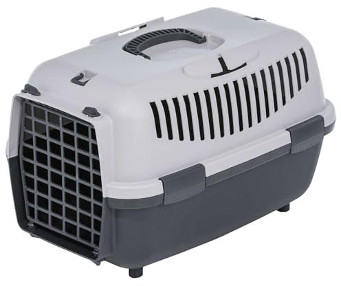 Transportbox Hundebox Katzenbox hellgrau-dunkelgrau 48 x 31 x 30 cm
