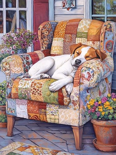 Zariocy 5D Diamond Painting Kits Chien, DIY Diamond painting Adulte Art Animal Cristal Peintures Diamant Arts Artisanat pour Home Office Décoration Murale 30x40 cm