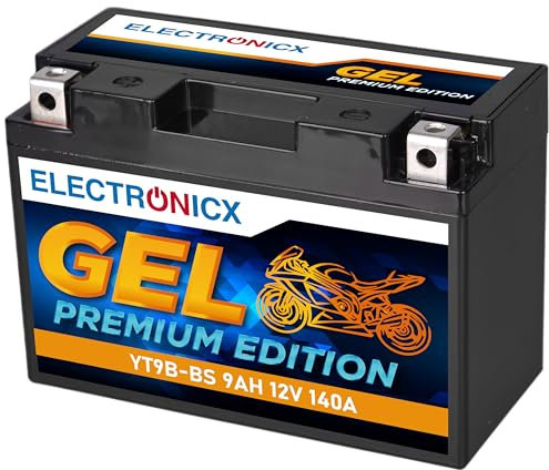 Electronicx YT9B-BS GEL Motorradbatterie 12V 9Ah – Hohe Startleistung, Wartungsfrei, Tiefenentladungssicher – Perfekt für Yamaha YZF-R6, Roller & Rennmaschinen
