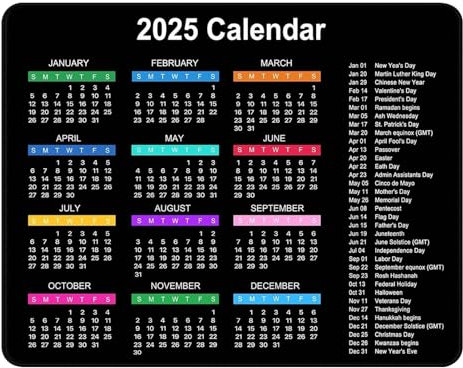 Calendar Mice Pad, Non-Slip Mousepad, Desk Mousepad Laptop, Laptop Mice Mat, 2025 Calendar Mousepad, Mice Mat Desk, Laptop Mousemat, Stitched Edge Mat, Mousepad for Laptop