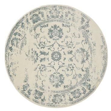 benuta Basic Teppich Suki - Creme/Mint 160 cm Rund - Kunstfaser - Rund & im Style: Vintage, Orient Style - Pflegeleicht für Wohnzimmer Schlafzimmer