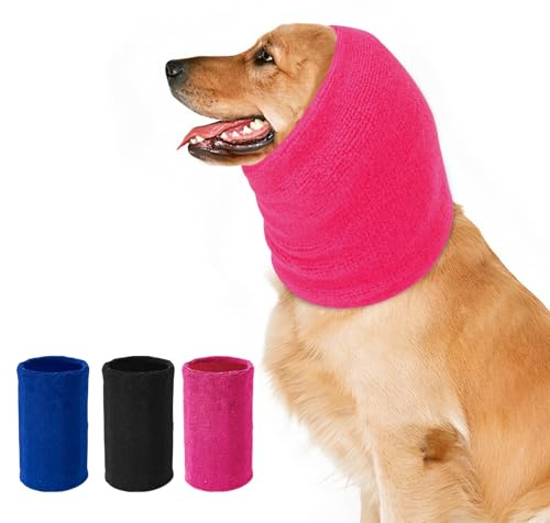 Ohrenschützer für Hunde Lärmschutz，Anti-lärm Ohrenschutz Hund, Pet Earflap Head Wrap,Haustier Schallschutzhaube (Rose Rot, L)