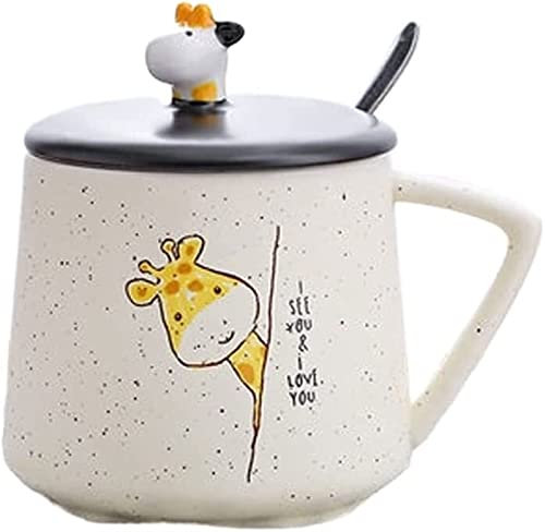 WDSOPK Trinkbecher Niedliche Hirsch-Keramiktasse Weiblich Mit Deckel Löffelbecher Büro Wasserbecher Home Milch Frühstück Kaffeetasse Kaffeebecher Thermoskanne/Tassen