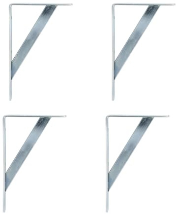 Amig - 4er-Pack Regalhalterungen Farbe Silber | Regalwinkel 200 x 125 mm | Robuster Stahl: bis zu 320 kg