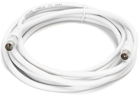 Zarivy Cable coaxial RG6U 3m con conectores macho a macho, ideal para conexión de TV por cable y antenas.