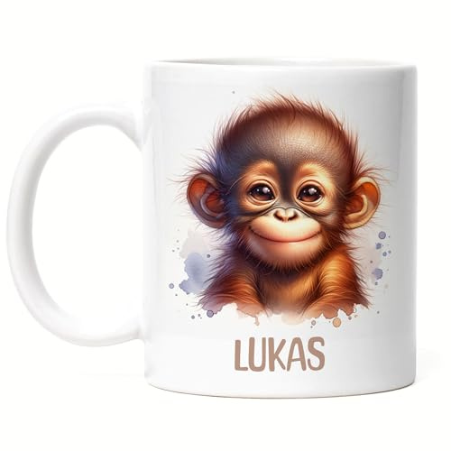 Kiddle-Design Kindertasse mit Namen Personalisiert, Personalisierte Tasse Kinder mit Waschbär, Namenstasse Waschbärtasse, Kinderbecher als Geschenk zur Taufe, Geburt Weihnachten - Emaille Tasse