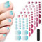 JSRQT 6Pcs Glitter Toe Nail Stickers, Full Wraps Gradient Solid Color Toenail Polish Stickers, Self-Adhesive Gel Tips Toenail Strips Decals, for Women Girls Feet DIY Art Decor